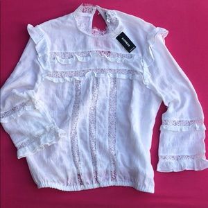 NWT Express White Lace 3/4 Sleeve Top